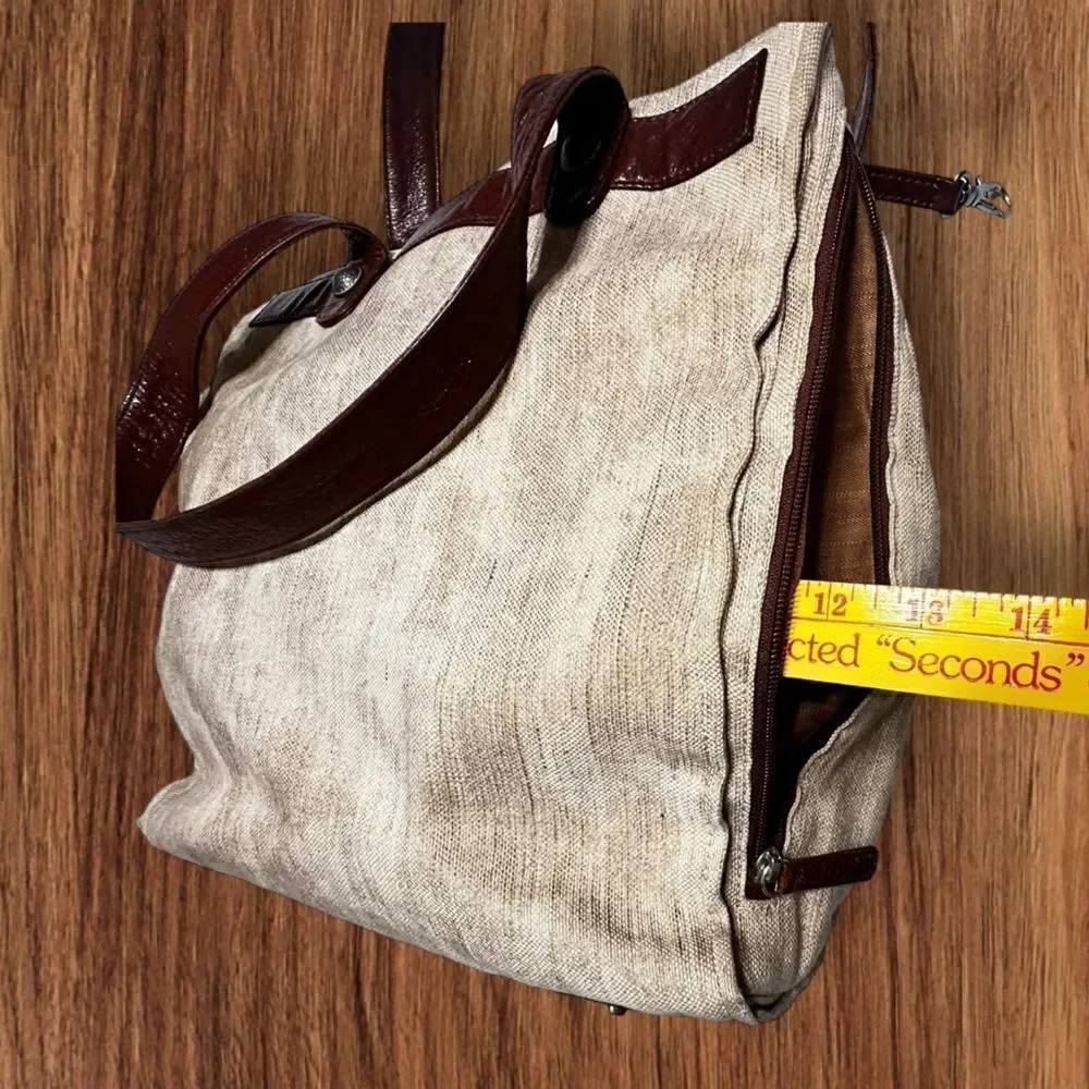 Osgoode Marley Beige Camo Canvas and Leather Messenger Shoulder Bag
